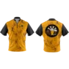 Close-up of moisture-wicking sublimated dart shirt fabric