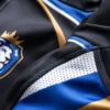 Close-up of moisture-wicking polyester fabric used in custom rugby jerseys