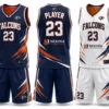 Personalized reversible basketball jersey with custom player name, number and team logo.