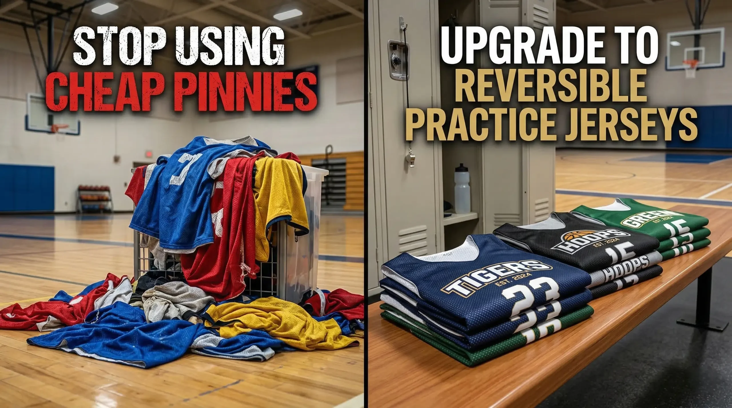 Reversible basketball practice jerseys for team training and scrimmages