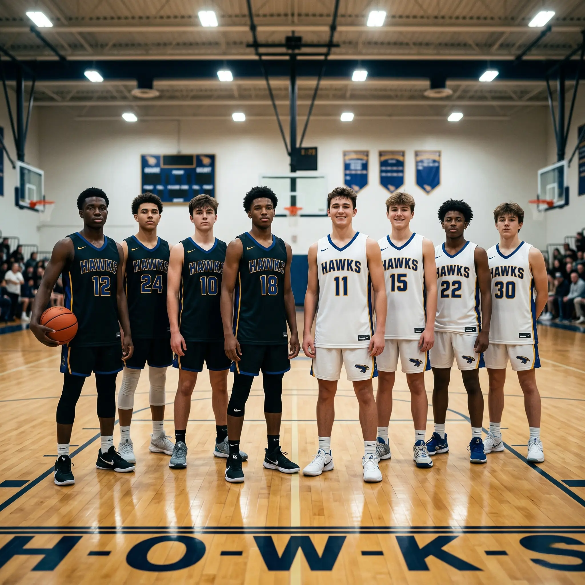 youth basketball team wearing reversible basketball uniforms custom design