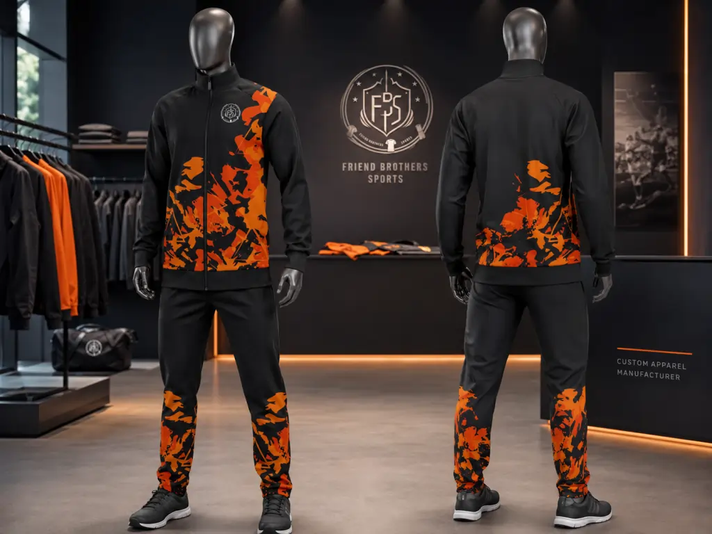 Custom sports tracksuits with sublimated athletic apparel customization