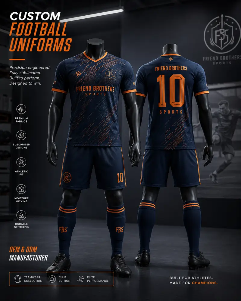 Football uniforms catalogue with professional custom sports apparel designs
