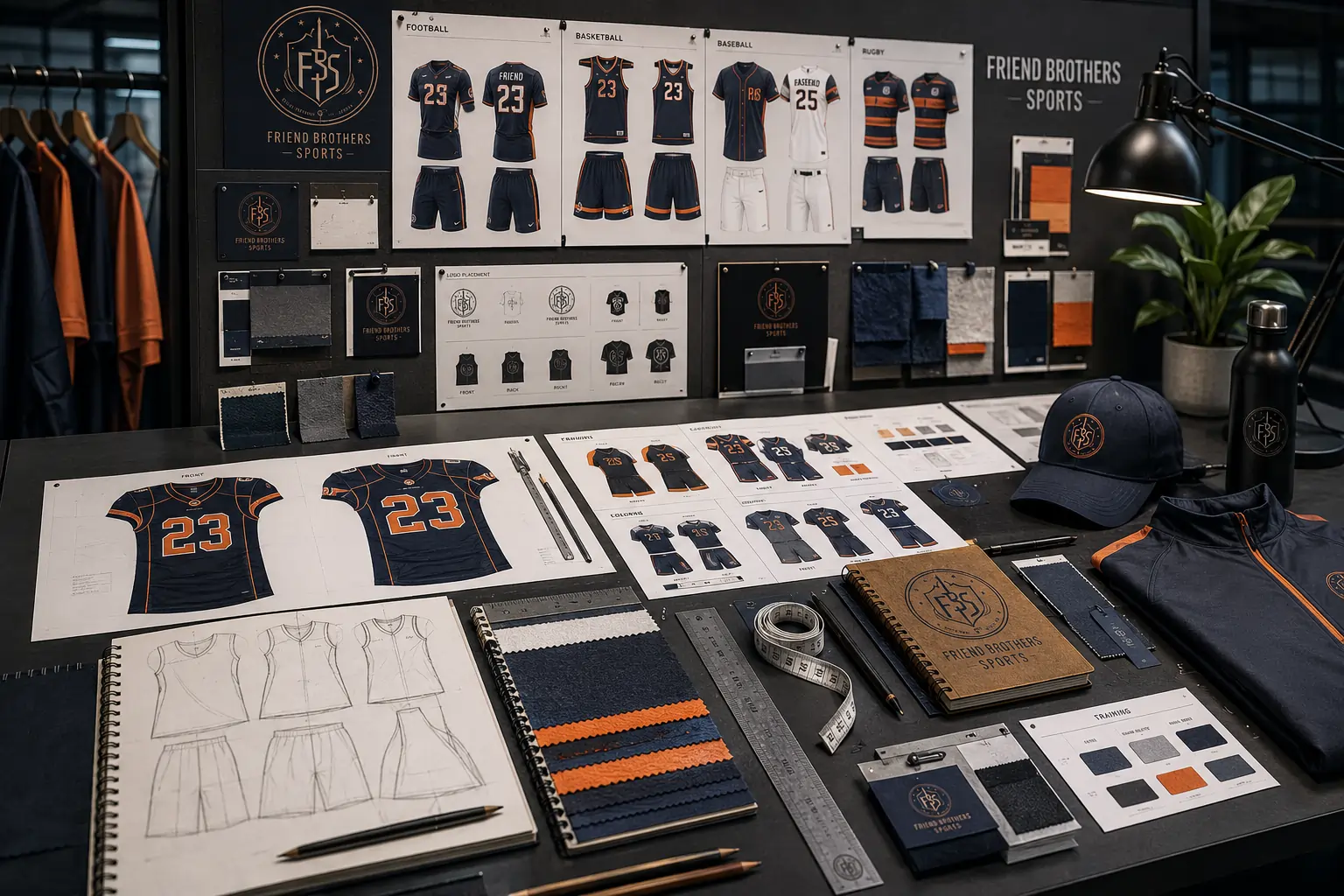 Team uniform design inspiration with sublimated jersey layouts, custom colors, logo placement, and OEM sportswear branding concepts