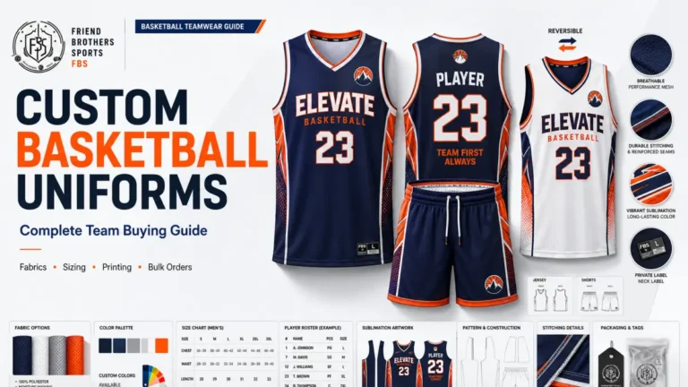 Custom basketball uniforms for teams with jerseys shorts logos numbers and fabric options