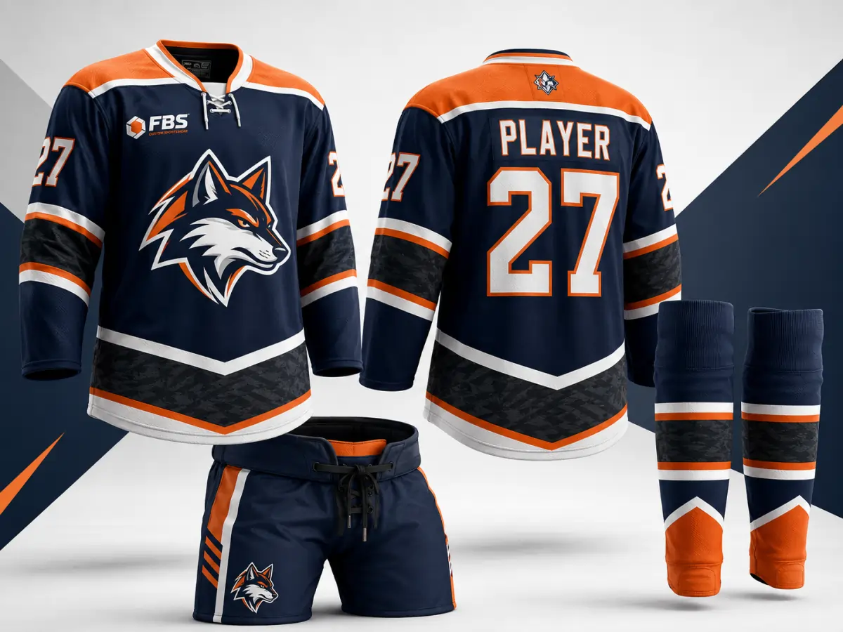 Complete custom hockey uniform set with jersey pants and socks