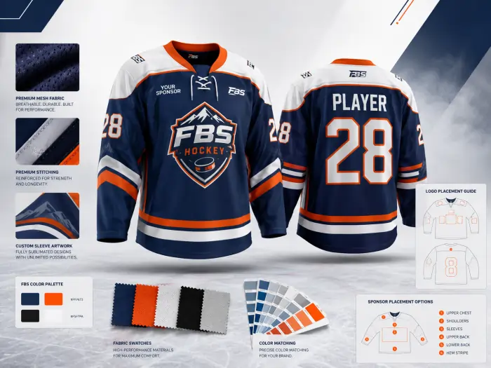 Custom ice hockey jerseys with logos names numbers and sublimated graphics