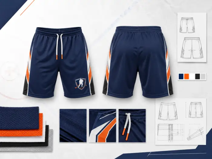 Custom ice hockey shorts for off-ice training warm-ups and team activities