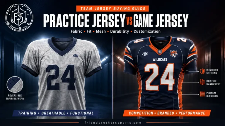 Football practice jersey and game jersey comparison showing differences in mesh, fit, branding and performance design
